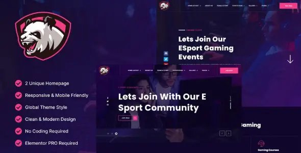 Junio – E-Sport Gaming Events & Streamer Elementor Template Kit